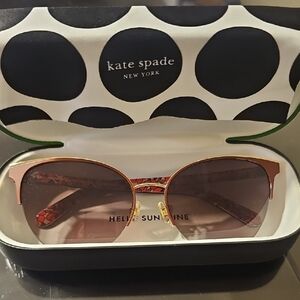 Kate Spade Red, Brown,Gold Frame Sunglasses with Brown Lenses